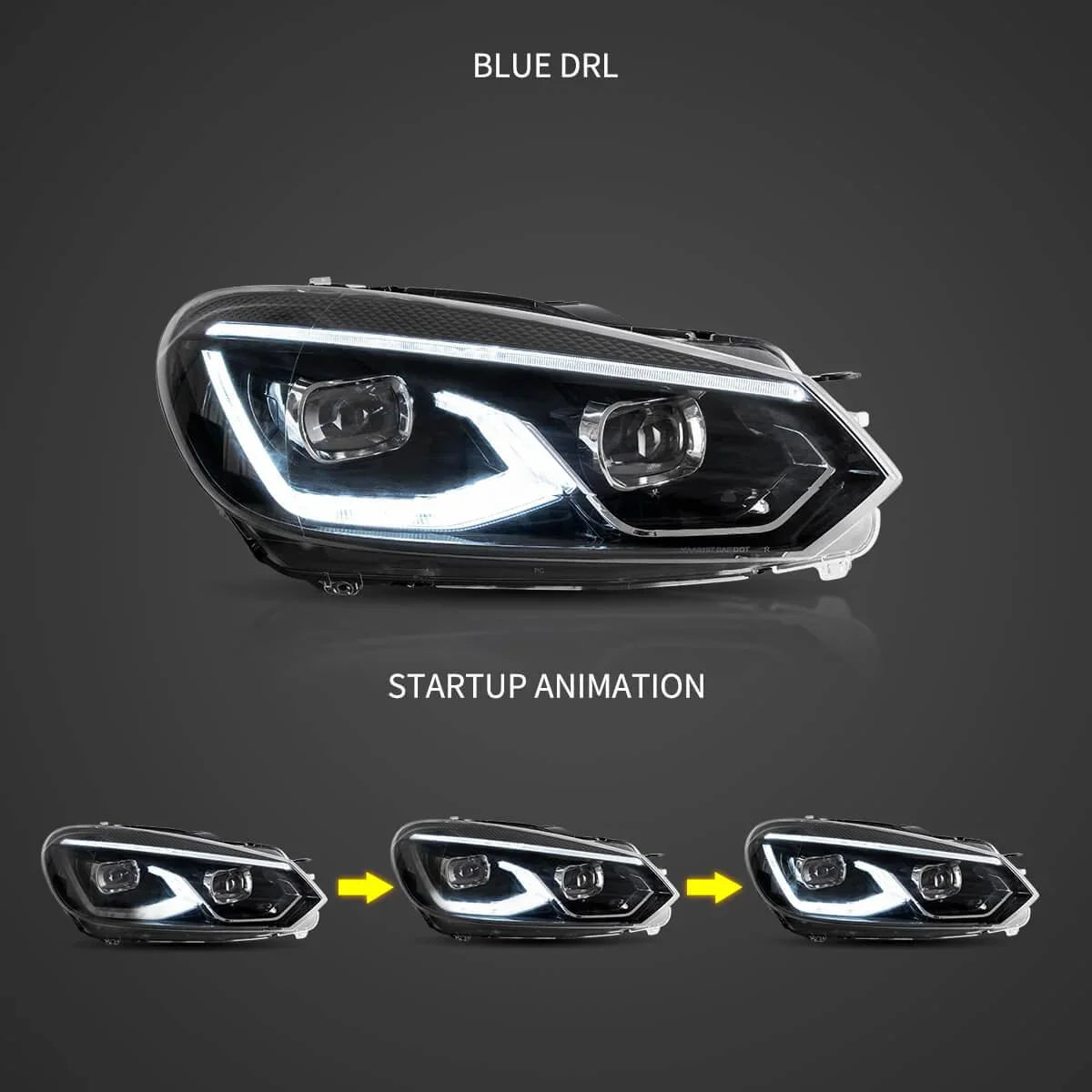 LED bloc optique avant Dual Beam Projector noir pour 2008-2014 Volkswagen Golf 6th Gen (Mk6/A6 Typ 5K） – vue 4