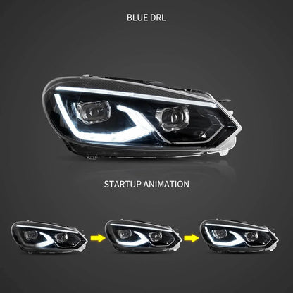 LED bloc optique avant projecteur double faisceau noir pour 2008–2014 Volkswagen Golf 6th Gen (Mk6/A6 Typ 5K) – vue 4