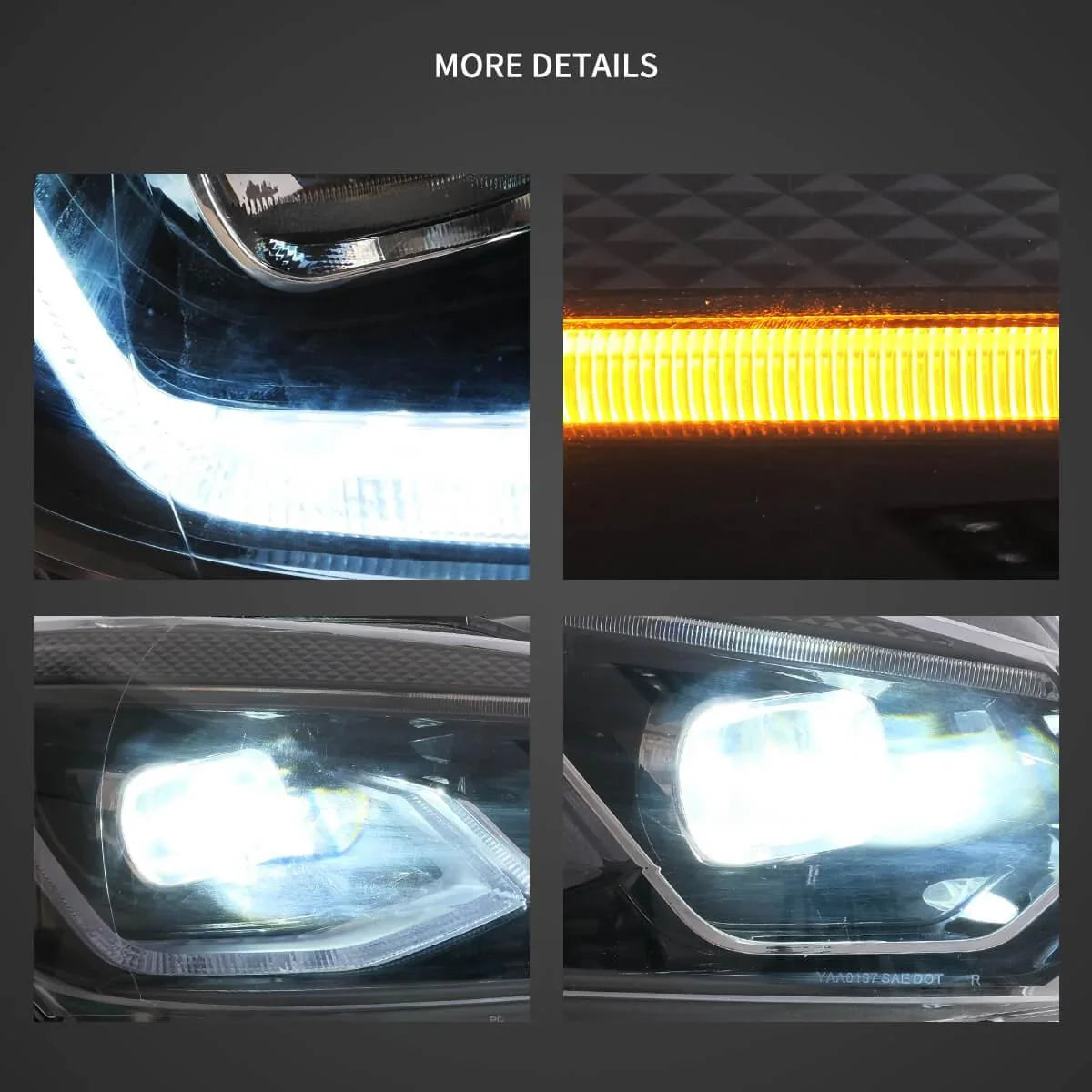 LED bloc optique avant Dual Beam Projector noir pour 2008-2014 Volkswagen Golf 6th Gen (Mk6/A6 Typ 5K） – vue 5