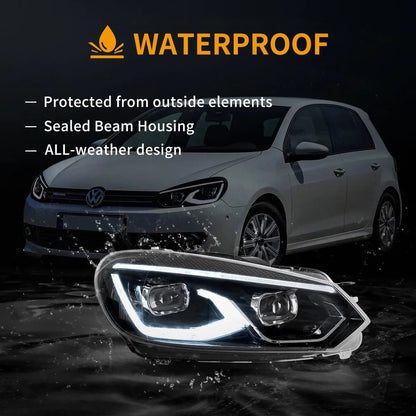 LED bloc optique avant projecteur double faisceau noir pour 2008–2014 Volkswagen Golf 6th Gen (Mk6/A6 Typ 5K) – vue 8