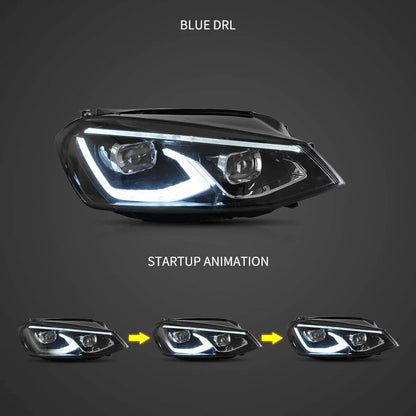 LED bloc optique avant projecteur double faisceau noir pour 2014–2017 Volkswagen Golf 7th Gen (Mk7, Typ 5G) Hatchback – vue 3