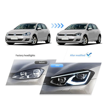 LED bloc optique avant projecteur double faisceau noir pour 2014–2017 Volkswagen Golf 7th Gen (Mk7, Typ 5G) Hatchback – vue 6