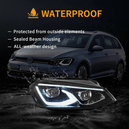 LED bloc optique avant projecteur double faisceau noir pour 2014–2017 Volkswagen Golf 7th Gen (Mk7, Typ 5G) Hatchback – vue 7