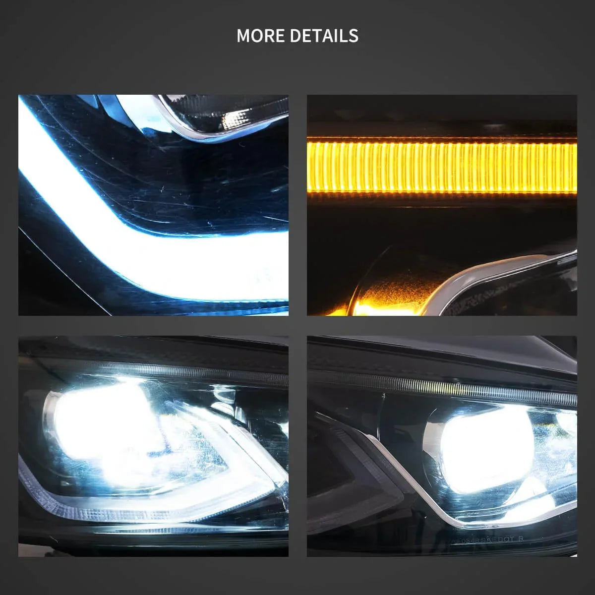 LED bloc optique avant HID Dual Beam Projector noir pour 2014-2017Volkswagen Golf 7th Gen (Mk7, Typ 5G) Hatchback – vue 3