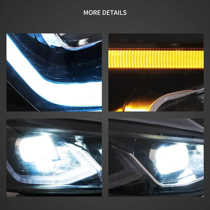 LED bloc optique avant projecteur double faisceau noir pour 2014–2017 Volkswagen Golf 7th Gen (Mk7, Typ 5G) Hatchback – vue 4