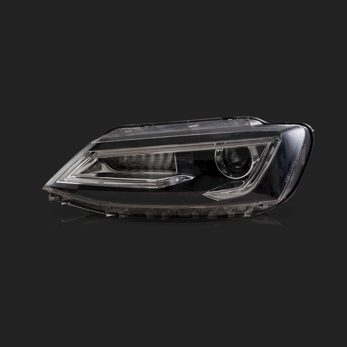 LED bloc optique avant Dual Beam Projector noir pour 2010-2018 Volkswagen Jetta – vue 2