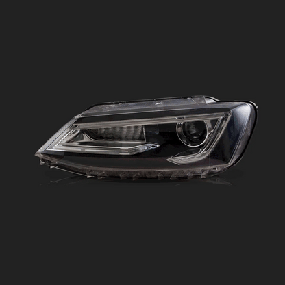 LED bloc optique avant projecteur double faisceau noir pour 2010–2018 Volkswagen Jetta – vue 2 – NOVADOMIO