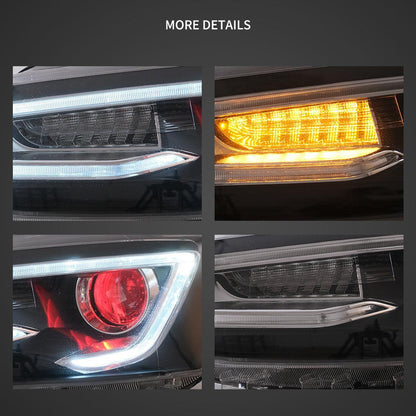 LED bloc optique avant projecteur double faisceau noir pour 2010–2018 Volkswagen Jetta – vue 5 – NOVADOMIO