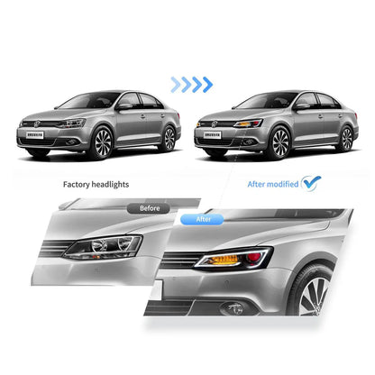 LED bloc optique avant projecteur double faisceau noir pour 2010–2018 Volkswagen Jetta – vue 7 – NOVADOMIO