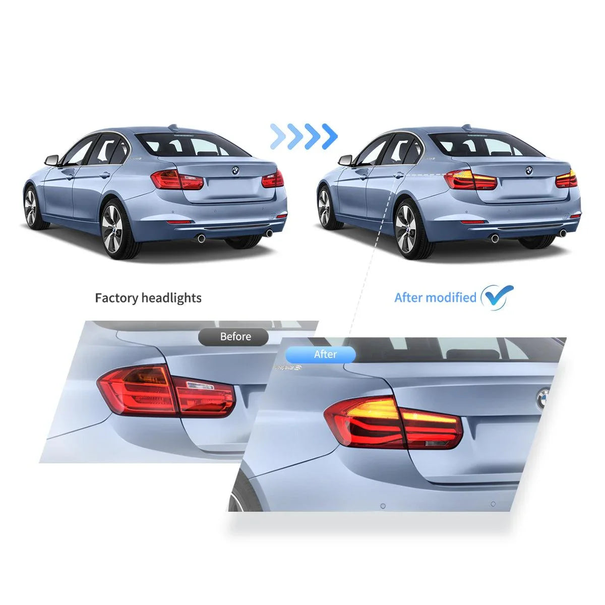 LED bloc de feux arrière avec Sequential orange clignotant pour 2012-2019 BMW 3 série 6th Gen (F30 F35 F80) – vue 7