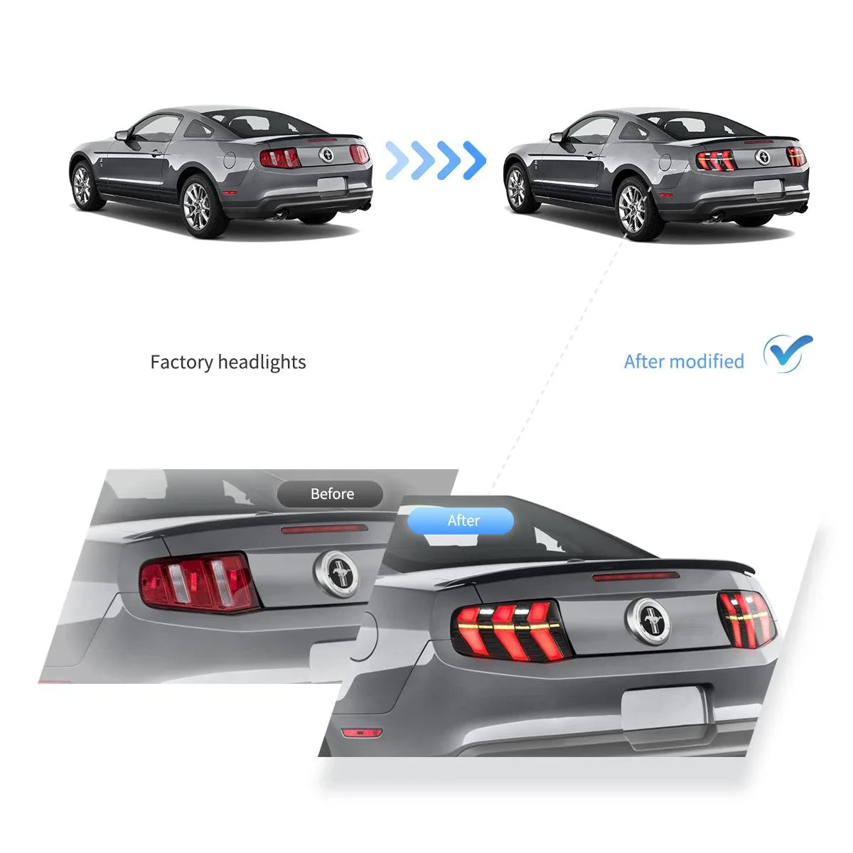 LED bloc de feux arrière avec orange Sequential clignotant Smoked pour 2010-2012 Ford Mustang 5th Gen (S-197 II) Pre-Facelif…