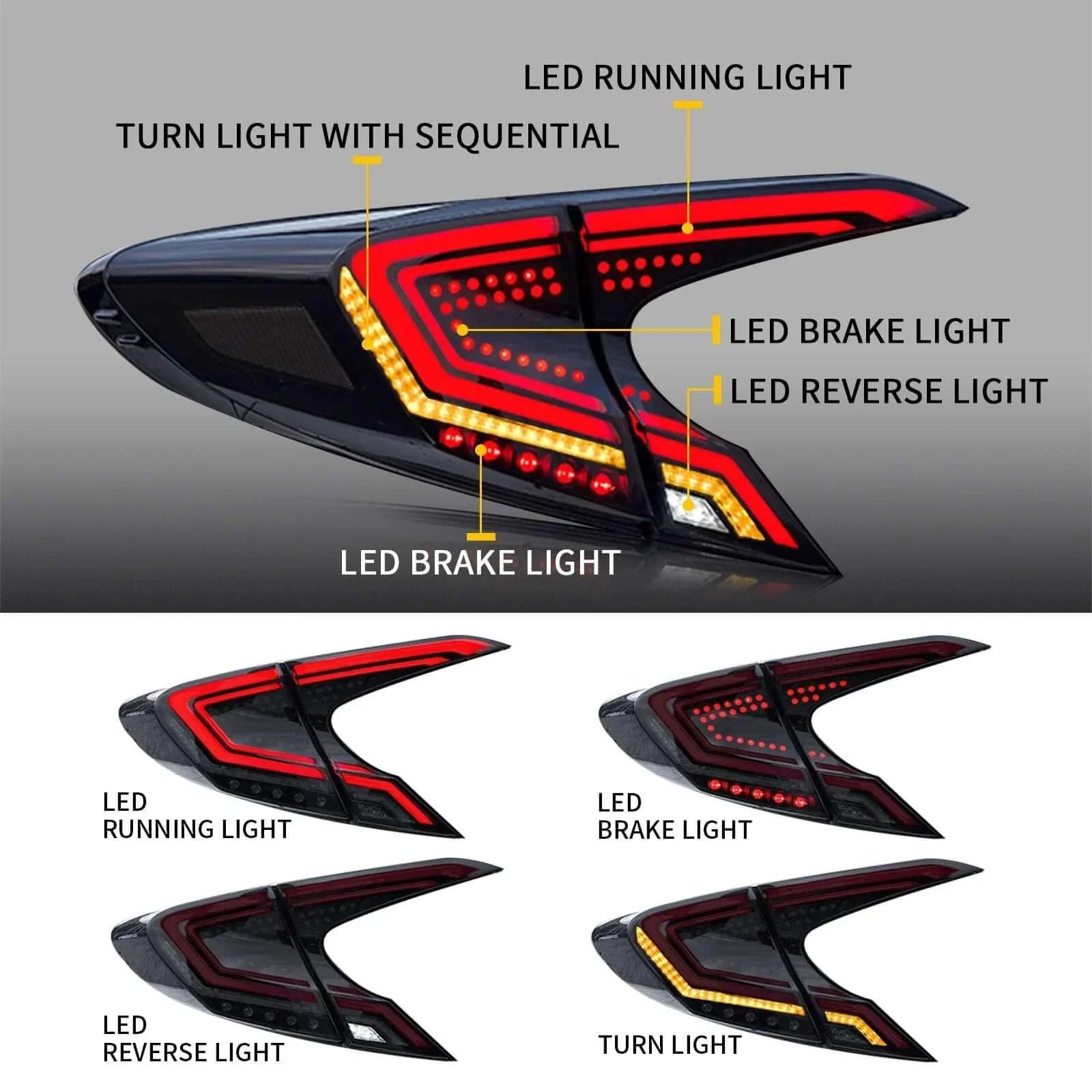 LED bloc de feux arrière pour 2018-2020 Toyota CHR/C-HR – vue 2