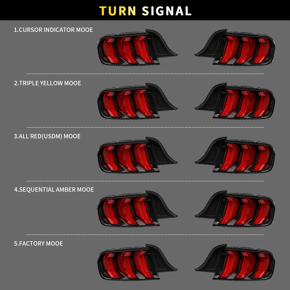 LED bloc de feux arrière avec 5 Modes Sequential clignotant pour 2015-2023 Ford Mustang 6th Gen (S550) – vue 4