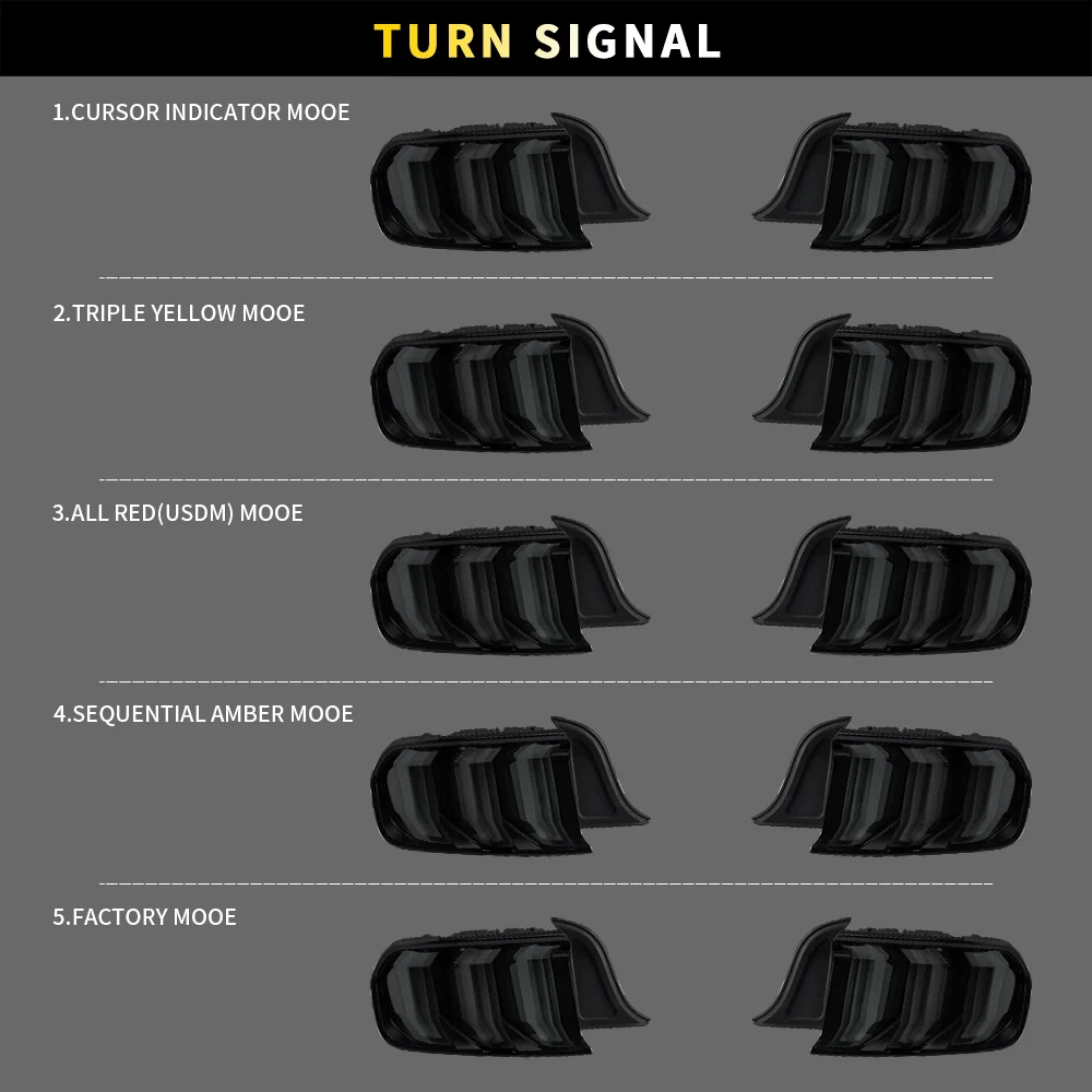 LED bloc de feux arrière avec 5 Modes Sequential clignotant pour 2015-2023 Ford Mustang 6th Gen (S550) – vue 2
