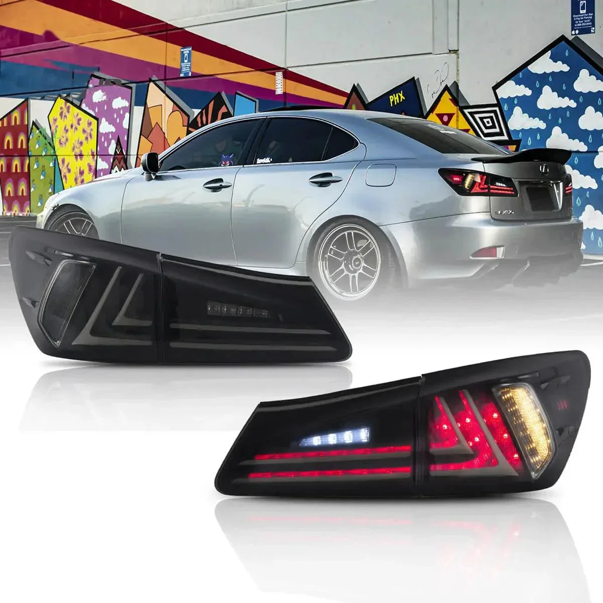 LED bloc de feux arrière avec orange clignotant pour 2006-2012 Lexus IS série 2th Gen (XE20)