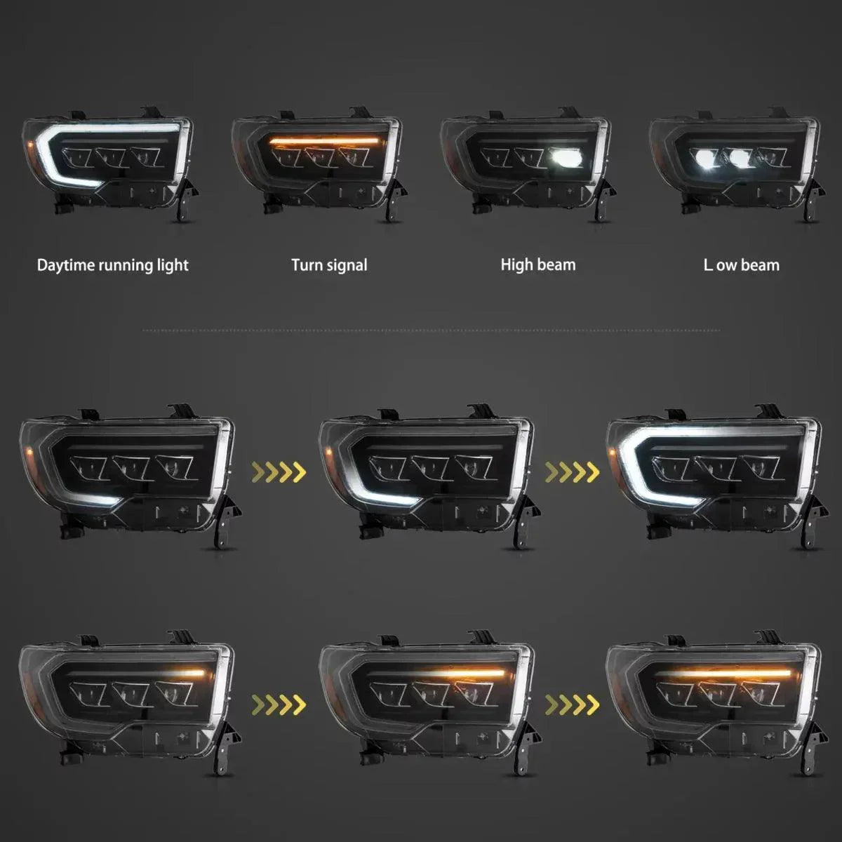 LED bloc optique avant Matrix Projector noir pour 2007-2013 Toyota Tundra 2th Gen (XK50) & 2008-2021 Toyota Sequoia SR5 2th…