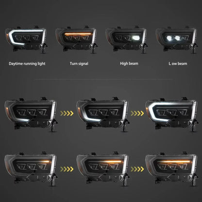 LED bloc optique avant Matrix Projector noir pour 2007–2013 Toyota Tundra 2th Gen (XK50) & 2008–2021 Toyota Sequoia SR5 2th