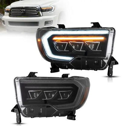 LED bloc optique avant Matrix Projector noir pour 2007–2013 Toyota Tundra 2th Gen (XK50) & 2008–2021 Toyota Sequoia SR5 2th