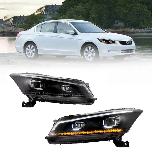 LED bloc optique avant Projector noir pour 2008-2012 Honda Accord 8th Gen Inspire US Type