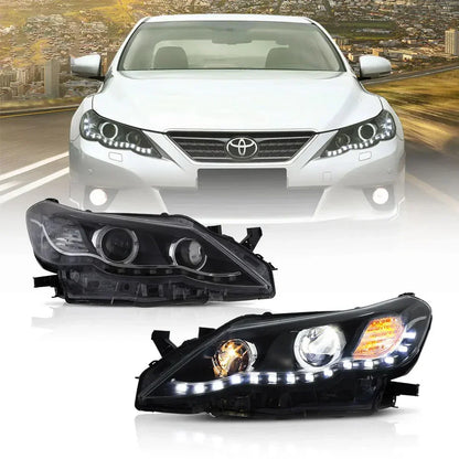 LED bloc optique avant projecteur double faisceau noir pour 2009–2013 Toyota Reiz/Mark X 2th Gen (GRX130) Pre-Facelift