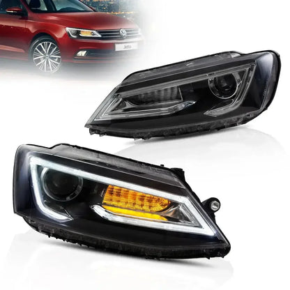 LED bloc optique avant projecteur double faisceau noir pour 2010–2018 Volkswagen Jetta – NOVADOMIO