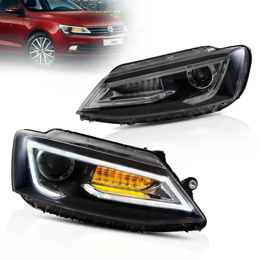 LED bloc optique avant Dual Beam Projector noir pour 2010-2018 Volkswagen Jetta