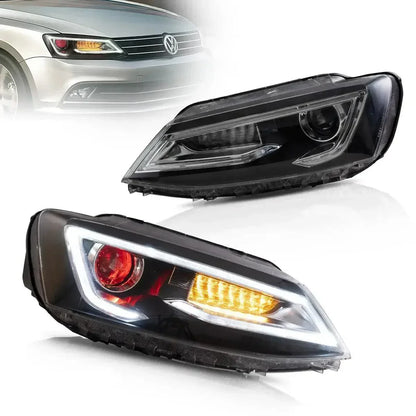 LED bloc optique avant projecteur double faisceau noir pour 2010–2018 Volkswagen Jetta – vue 11 – NOVADOMIO
