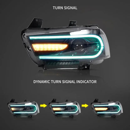 LED bloc optique avant RGB projecteur double faisceau noir pour 2011–2014 Dodge Charger (LD) – vue 4 – NOVADOMIO