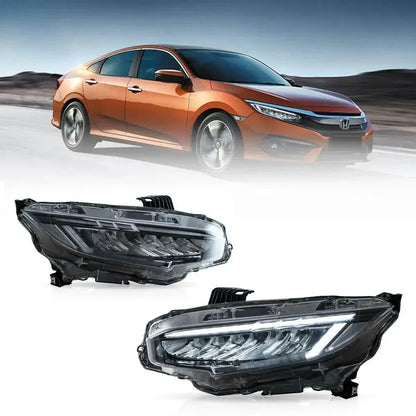 LED bloc optique avant Reflection Bowl chromé pour 2016–2021 Honda Civic 10th Gen – NOVADOMIO