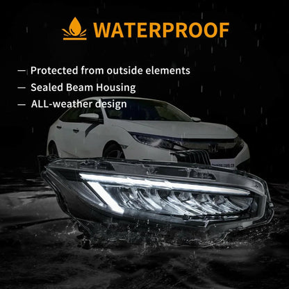 LED bloc optique avant Reflection Bowl chromé pour 2016–2021 Honda Civic 10th Gen – vue 7 – NOVADOMIO