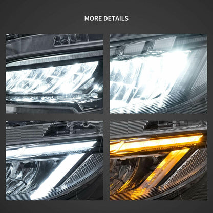 LED bloc optique avant Reflection Bowl chromé pour 2016–2021 Honda Civic 10th Gen – vue 4 – NOVADOMIO