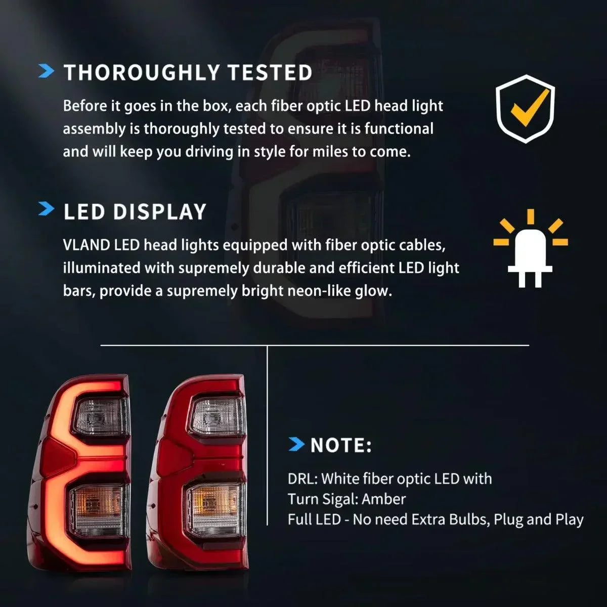 LED bloc de feux arrière avec Dynamic Welcome Lighting pour 2015-2022 Toyota Hilux SR5 8th Gen (GUN125, GUN126R) – vue 8