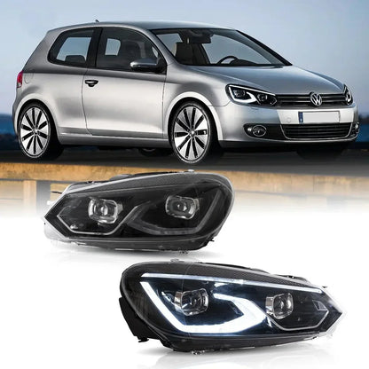 LED bloc optique avant projecteur double faisceau noir pour 2008–2014 Volkswagen Golf 6th Gen (Mk6/A6 Typ 5K) – NOVADOMIO