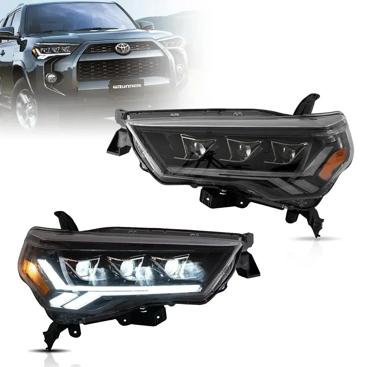 LED bloc optique avant Matrix Projector noir pour 2014-2022 Toyota 4Runner 5th Gen (N280) – vue 2