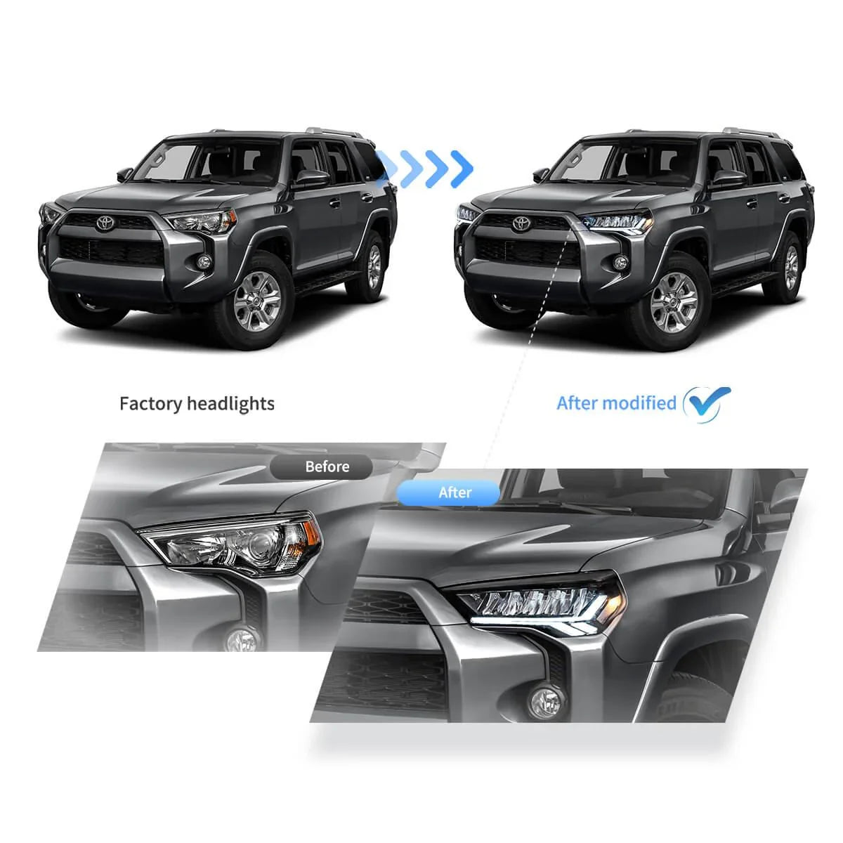 LED bloc optique avant Reflection Bowl Chrome pour 2014-2022 Toyota 4Runner 5th Gen (N280） – vue 7