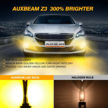 H10 9145 9140 HB3 Ampoules LED antibrouillard / DRL 44W 8000LM 3000K jaune doré Z3 série – 2 ampoules – vue 3 – NOVADOMIO