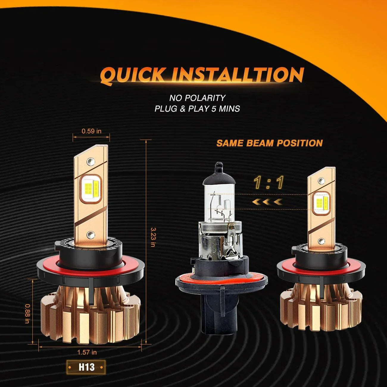 H13 Ampoules de phare LED 44W 4000LM X60 série sans ventilateur 6500K blanc froid – 2 ampoules – vue 7