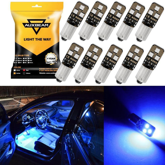 10 pièces bleu éclairage BA9S BA9 1895 1891 53 57 ampoules LED pour automobile intérieur plafonnier lecture plaque