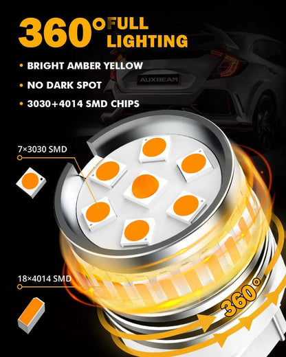 7440 7440 A Ampoules LED pour clignotants avant/arrière et feux latéraux 11 W 4 000 lm 3 500 K orange B1 série – 2 ampoules