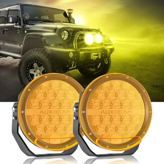 (Lot de 2) 7 pouces 240W Round Offroad Projecteurs LED longue portée avec DRL+orange/noir Covers (Optional) pour SUV ATV UTV
