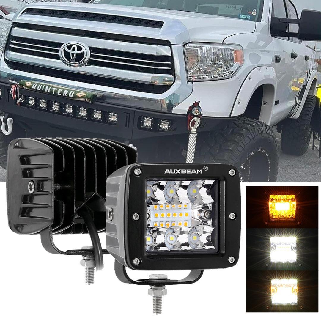 (2pcs/set) 3 inch 6 Modes blanc&orange LED Square Light Pod Working Lights avec Wiring Harness pour Toyota Tundra TRD 4x4 Of…