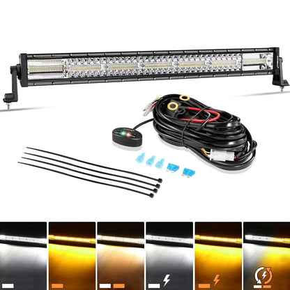 30″ 6 modes blanc&orange droit tout-terrain Barres LED – NOVADOMIO