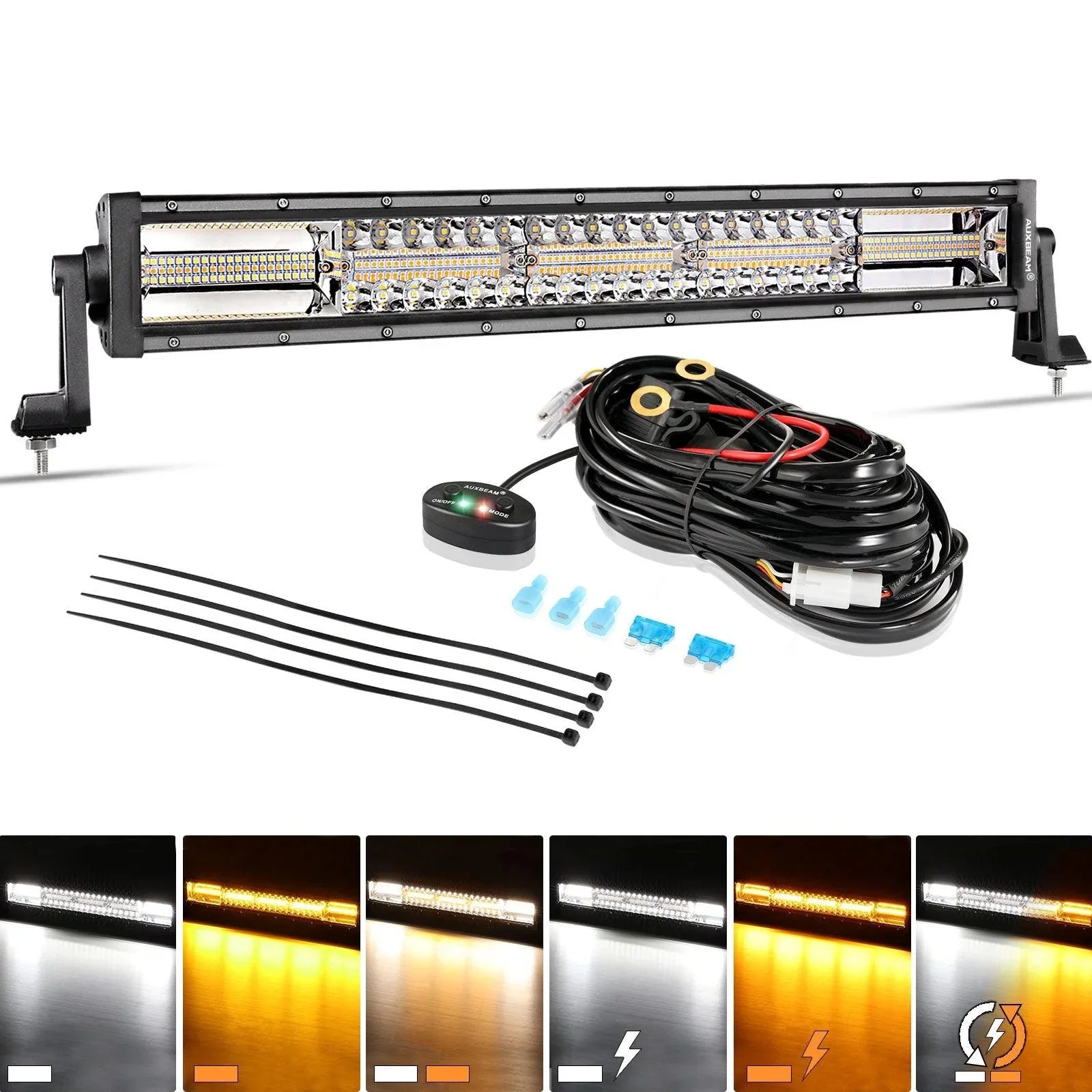 22 Inch 6 Modes blanc&orange Off Road Barres LED