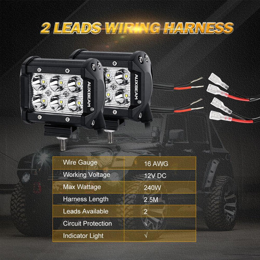 (2 Leads 16AWG) Barres LED kit faisceau électrique avec Fuse 12 V 40 A Relay marche/arrêt commutateur – vue 2 – NOVADOMIO