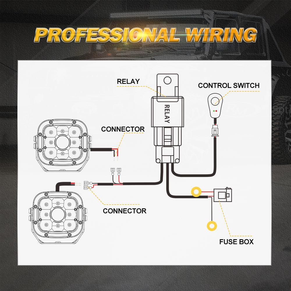 (2 Leads 16AWG) Barres LED Wiring Harness Kit avec Fuse 12V 40A Relay ON/OFF Switch – vue 5