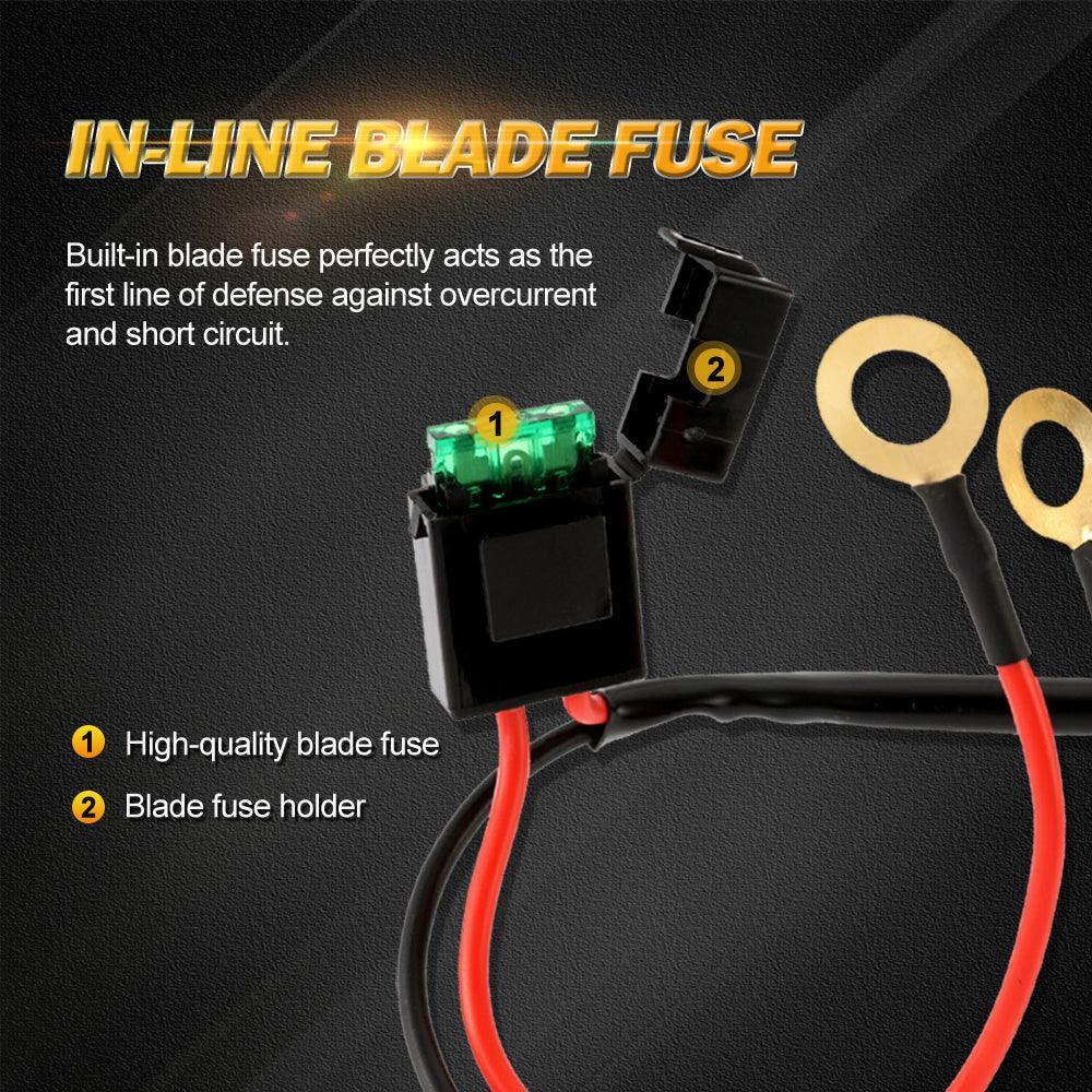 (2 Leads 16AWG) DT Connector Barres LED Wiring Harness Kit avec Fuse 12V 40A Relay ON/OFF Switch – vue 7