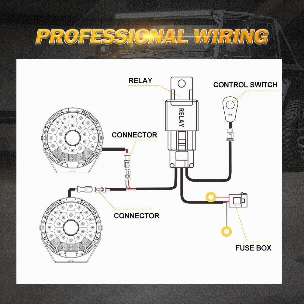 (2 Leads 16AWG) DT Connector Barres LED Wiring Harness Kit avec Fuse 12V 40A Relay ON/OFF Switch – vue 5