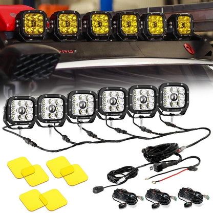 6Pcs 5 pouces 110W blanc/orange LED Pods Lights avec Power Harness – NOVADOMIO