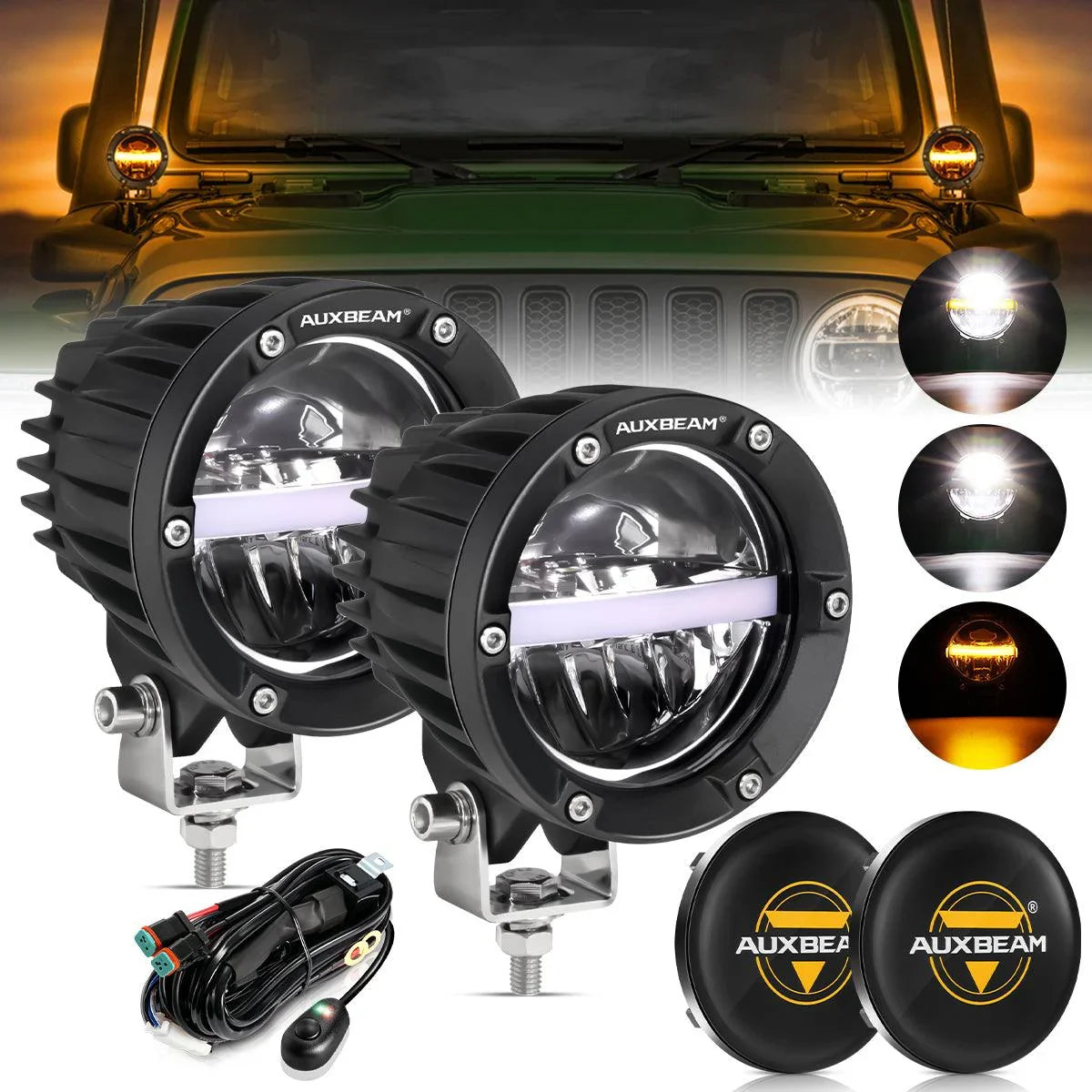 C4 série | 4 Inch 110W 11000LM LED Pods Offroad LED Driving Lights avec orange DRL – vue 16