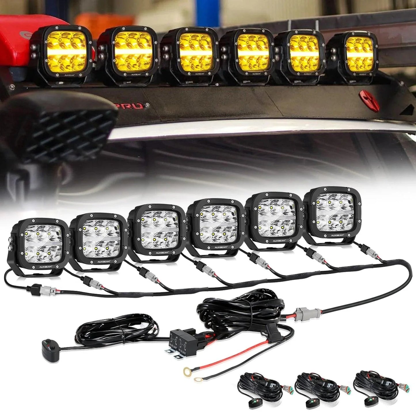 XP-ULTRA série 5 Inch 132W 15600LM blanc/orange LED Pods Driving Light avec orange DRL – vue 4